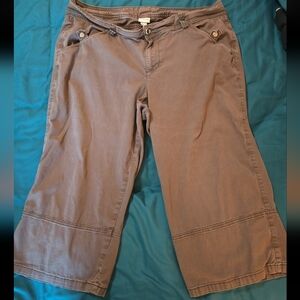 Lane Bryant Y2K Venezia Brown Capri Pants Women’s Plus Size 16 Wide Leg Cropped